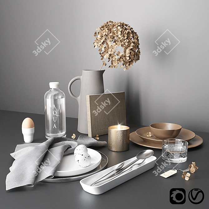 Title: Sleek Minimal Tableware 3D model image 1