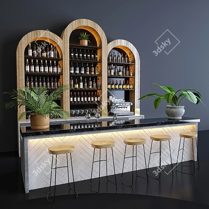 Archived 3D Restaurant Bar Model 3D model image 2