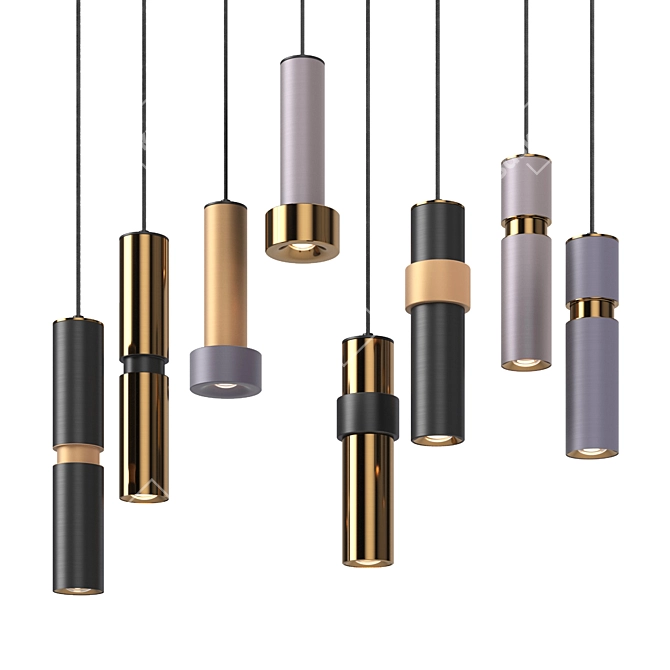 Modern Cylinder Pendant Lamp Collection 3D model image 1