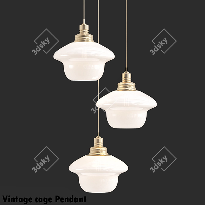 Vintage Cage Pendant Light 3D model image 1