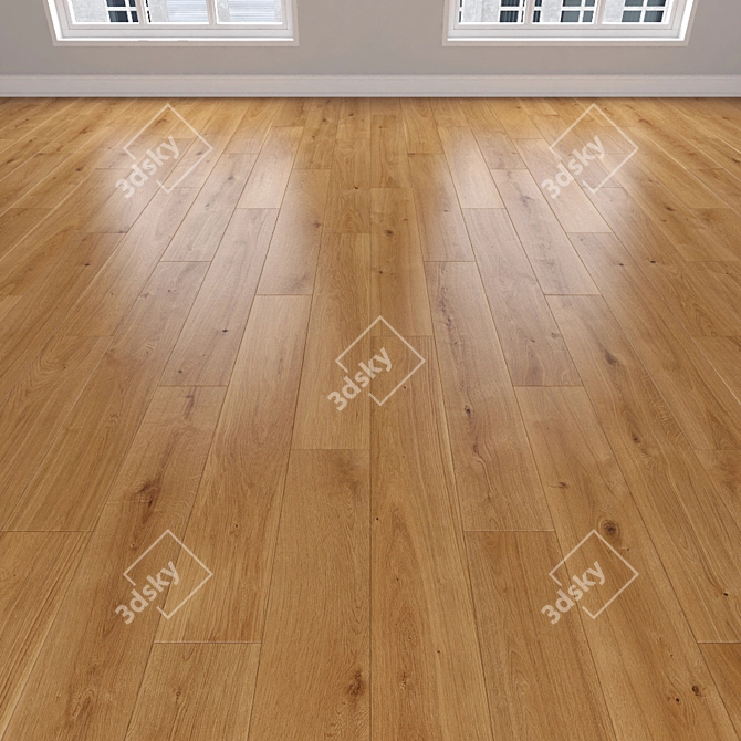 Caramel Oak Parquet: Herringbone, Linear, Chevron 3D model image 2