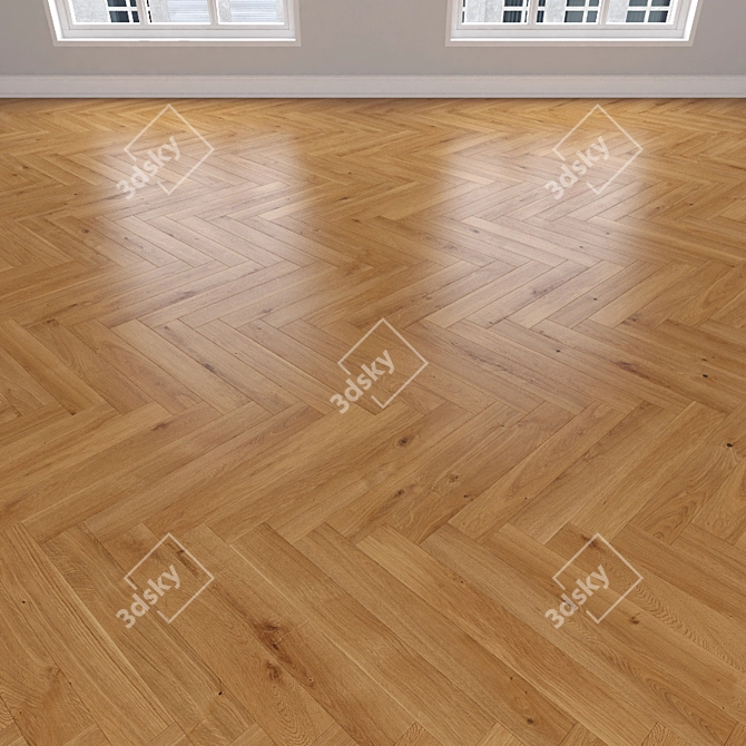 Caramel Oak Parquet: Herringbone, Linear, Chevron 3D model image 3