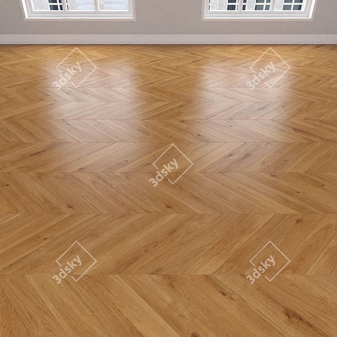 Caramel Oak Parquet: Herringbone, Linear, Chevron 3D model image 4