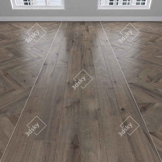 Smoky Oak Parquet: Herringbone, Linear, Chevron 3D model image 1