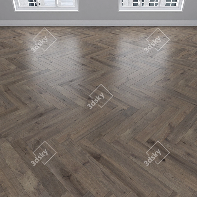 Smoky Oak Parquet: Herringbone, Linear, Chevron 3D model image 3