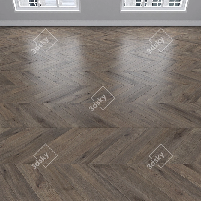 Smoky Oak Parquet: Herringbone, Linear, Chevron 3D model image 4