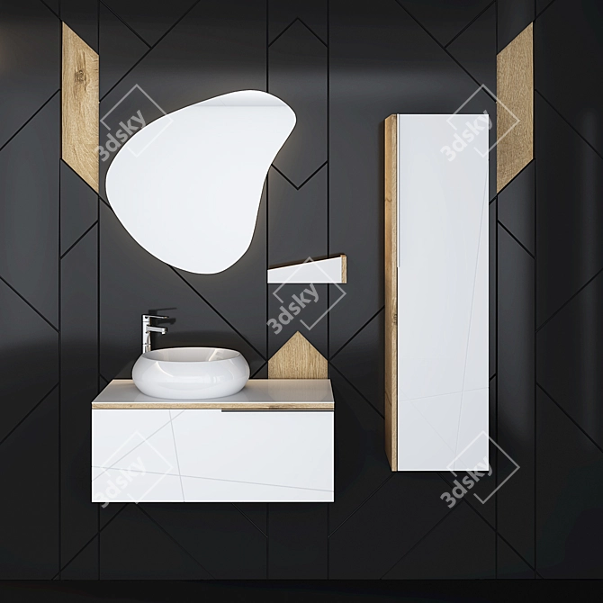 Sleek Bathroom Cabinet Set 3D model image 1