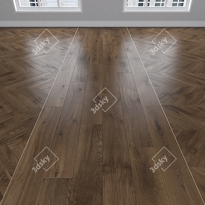 Oak Parquet: Herringbone, Linear, Chevron 3D model image 1