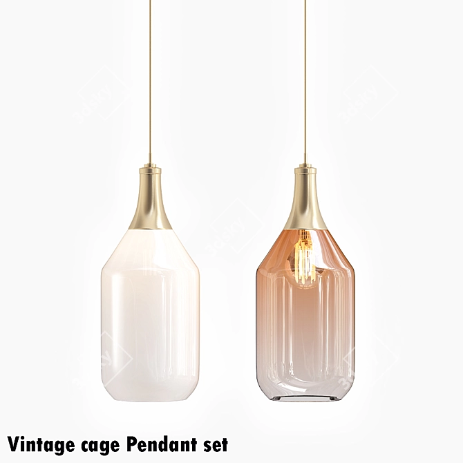 Vintage Cage Pendant Light 3D model image 1