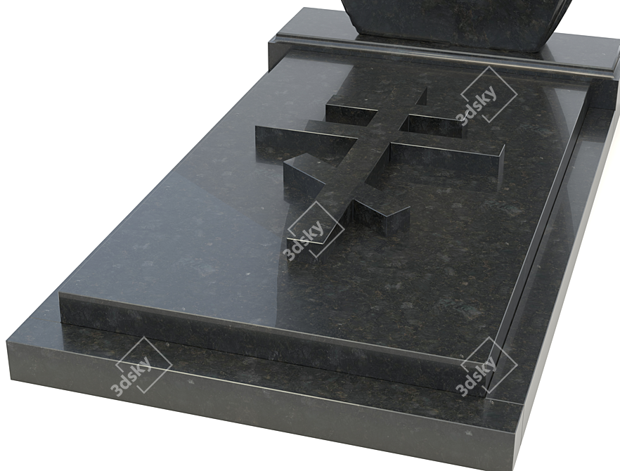 Stone Cross Gravestone 3D model image 4