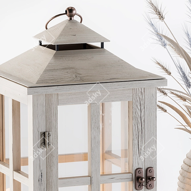 Blue Wheat Lantern: A Decorative Delight 3D model image 3