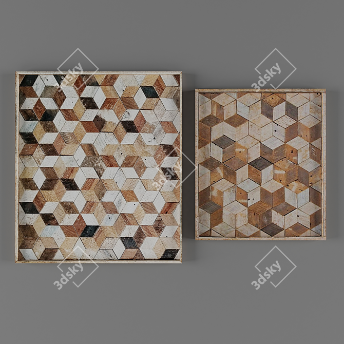 Scandi Rustic Wood Wall Art 3D model image 4