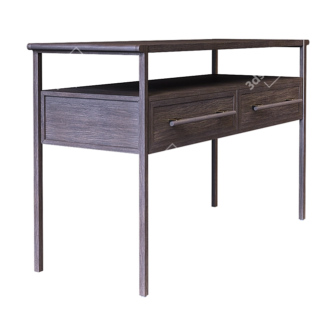 Contempo 2-Drawer Console in Graphite Oak 3D model image 2