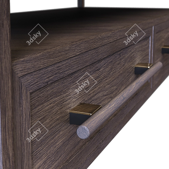 Contempo 2-Drawer Console in Graphite Oak 3D model image 3