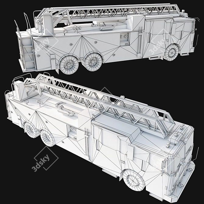PolyFire: High-Quality 3D Fire Truck 3D model image 5