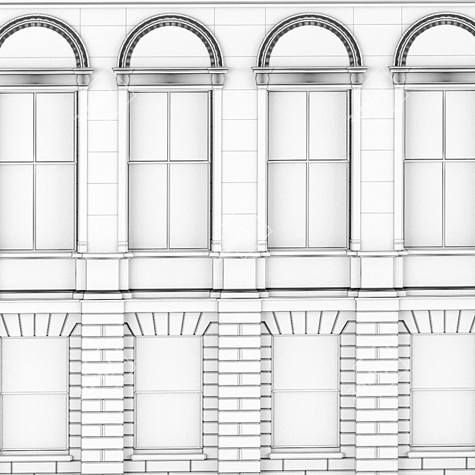 Classic Italian Palazzo Facade 3D model image 3