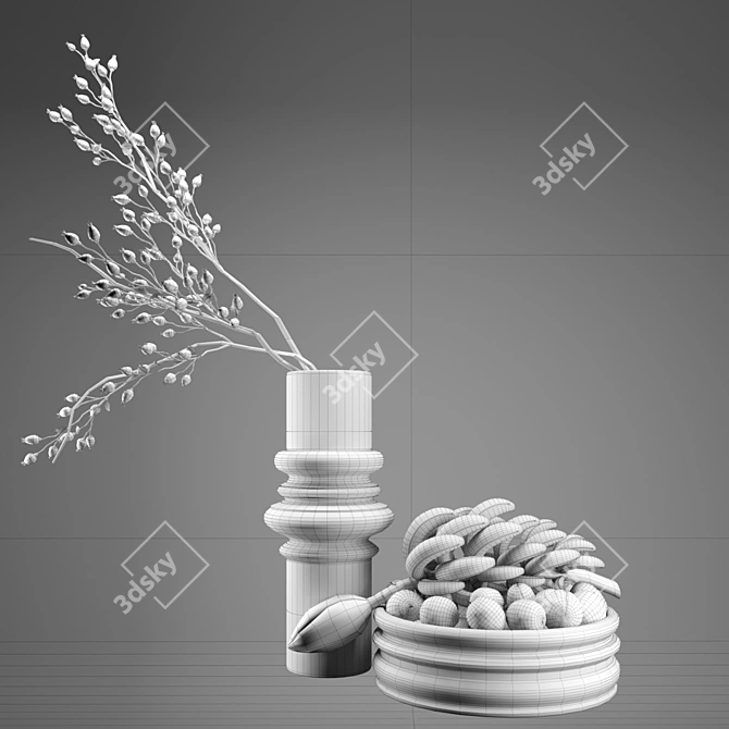 Elegant Ceramic Vase Set 3D model image 3