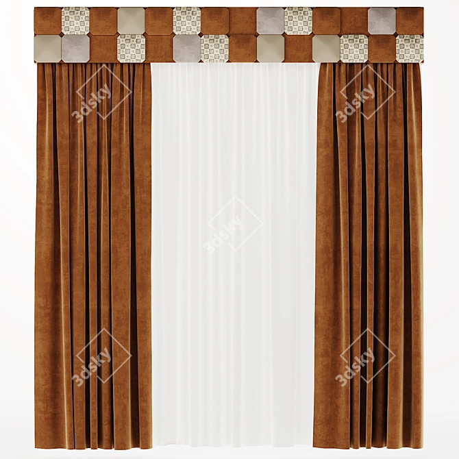 Lush Velvet Drapes 3D model image 1