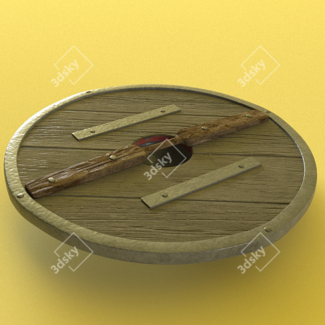 Viking-Style Medieval Shield 3D model image 2