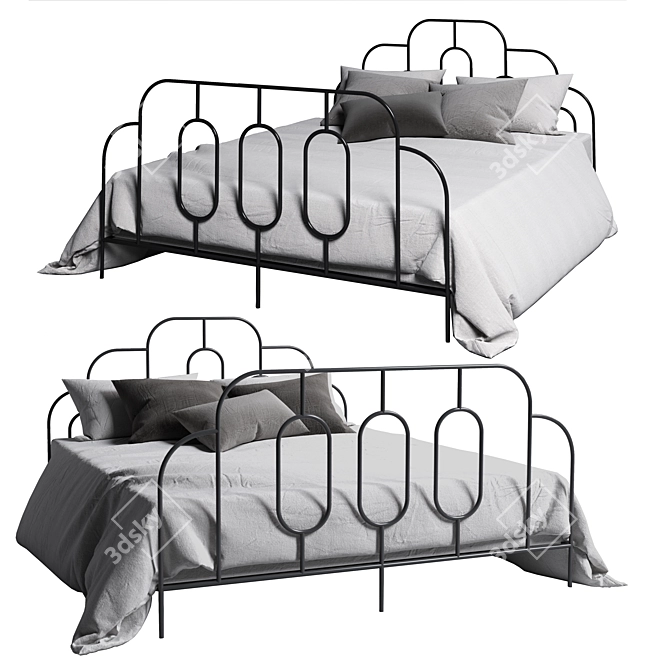 Vintage-Inspired Sheryl Metal Bed 3D model image 3