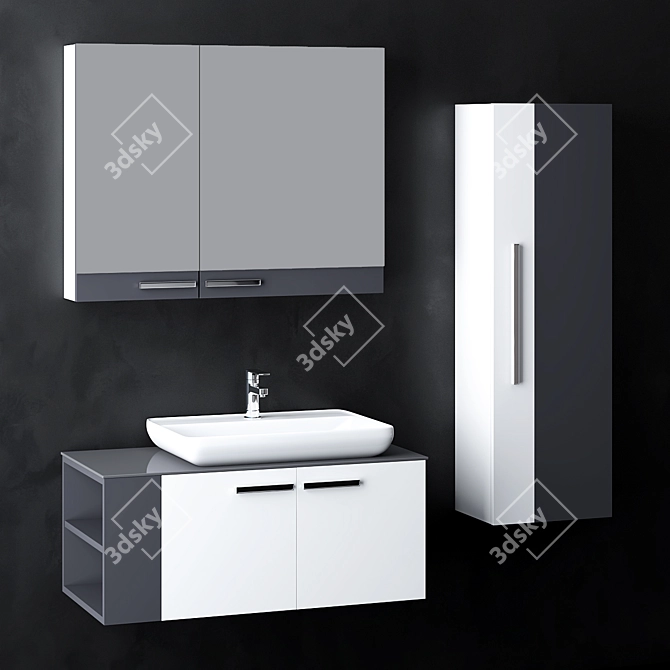 Contemporary Bath Vanity | No. 044 3D model image 1