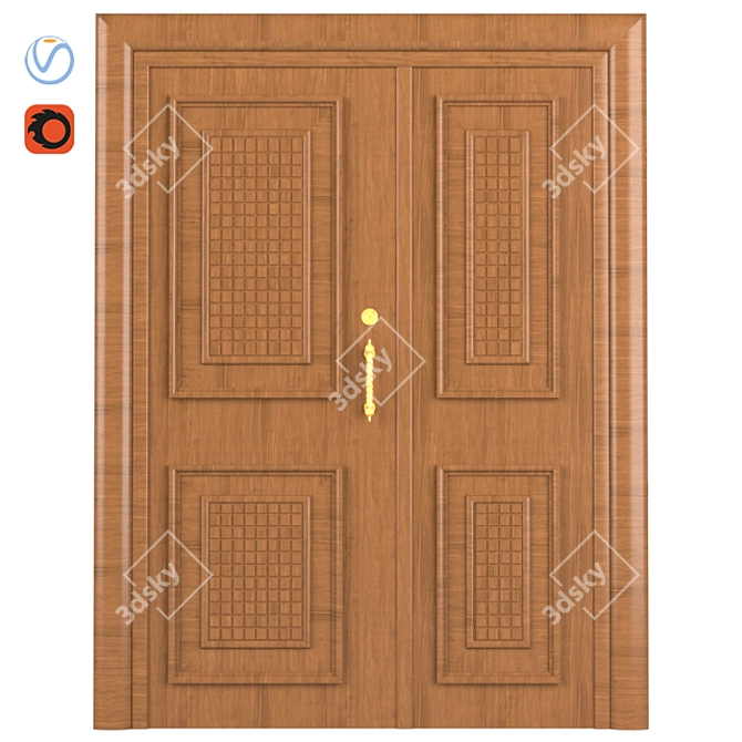 Elegant Entrance Door - 220cm x 170cm 3D model image 1