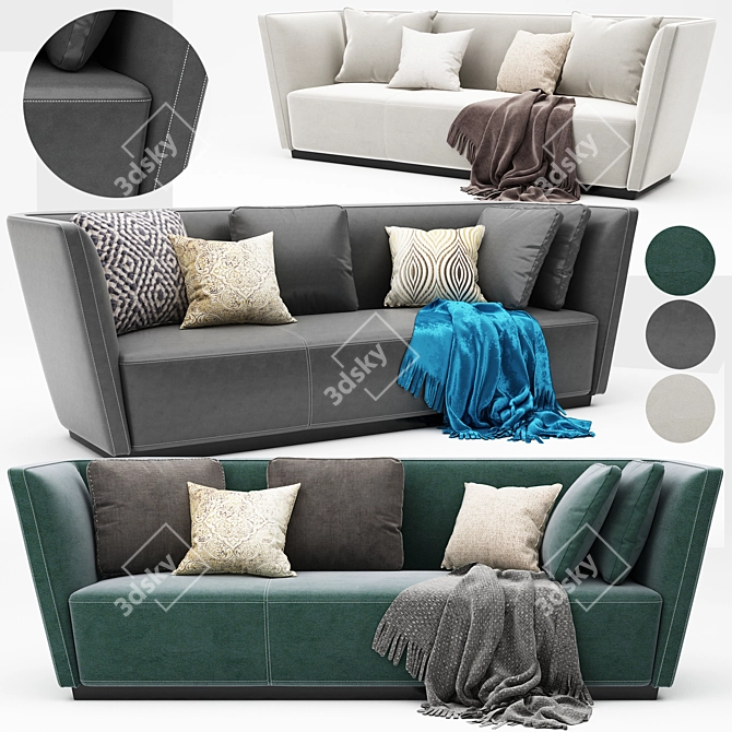 Sleek Comfort: Modern Sofa Set 3D model image 1