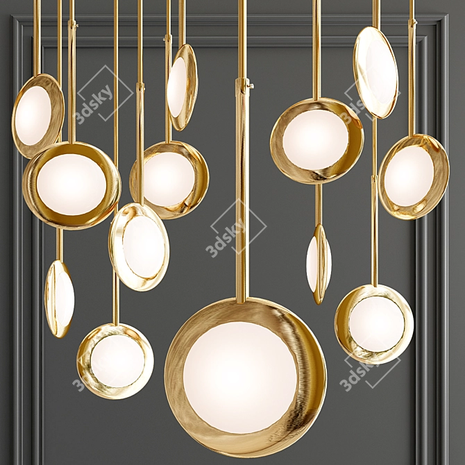 Gold Rim LED Pendant Light 3D model image 1