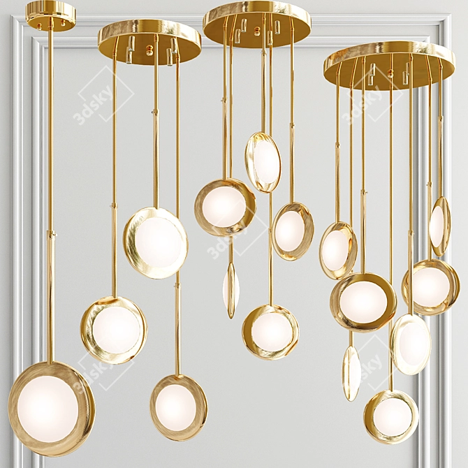 Gold Rim LED Pendant Light 3D model image 3