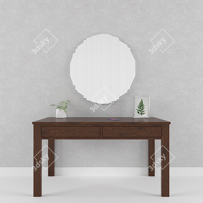 Elegant Mirror and Table Set 3D model image 1