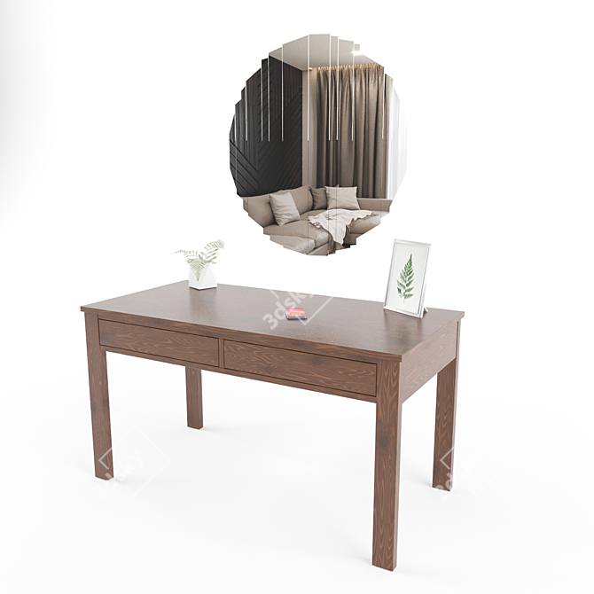 Elegant Mirror and Table Set 3D model image 5