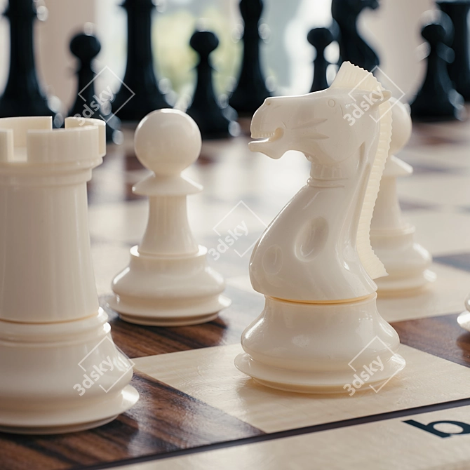 Modern Chess Set 3D model image 2