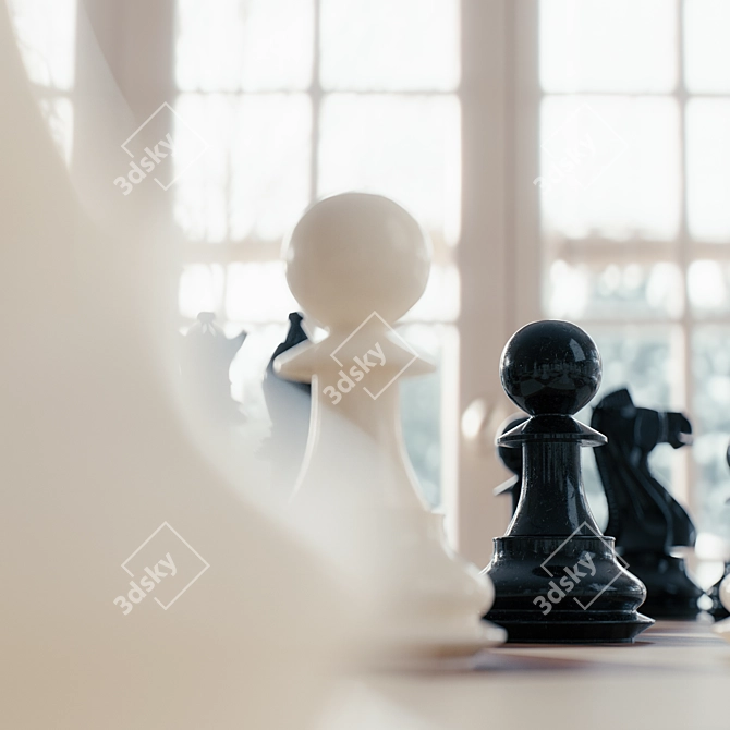 Modern Chess Set 3D model image 3