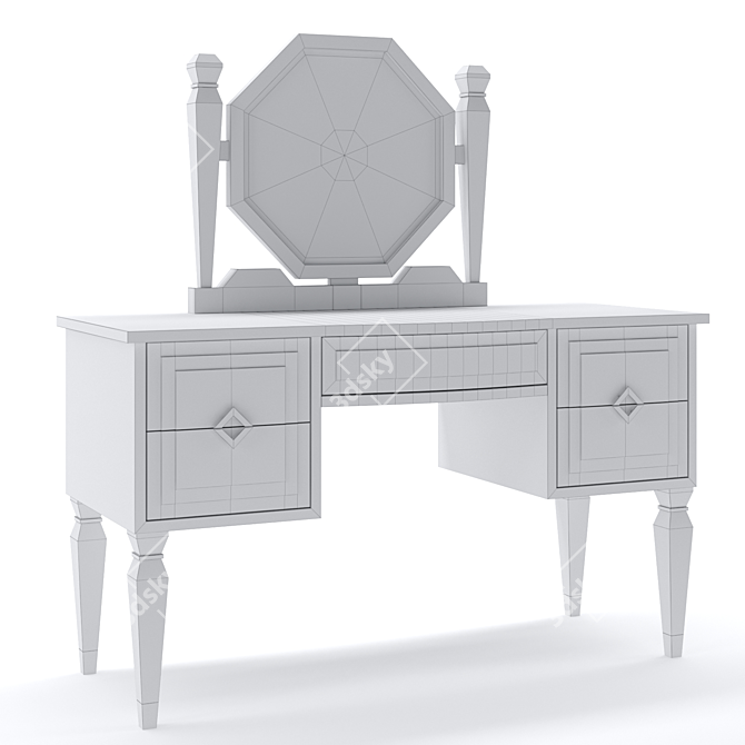 White and Copper Dressing Table (130cm Wide) 3D model image 4