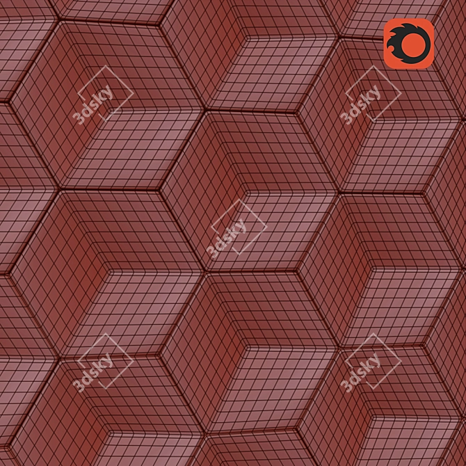 Hexahedral 3D Panel: Stunning Design 3D model image 2