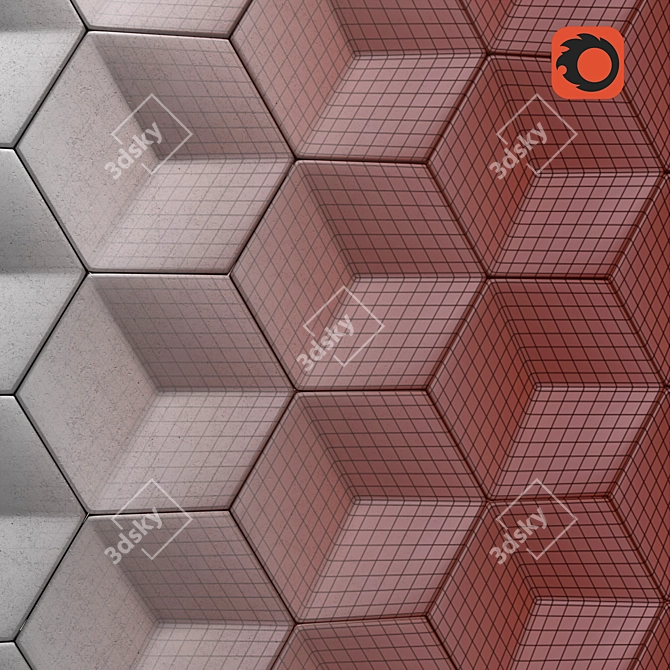 Hexahedral 3D Panel: Stunning Design 3D model image 3