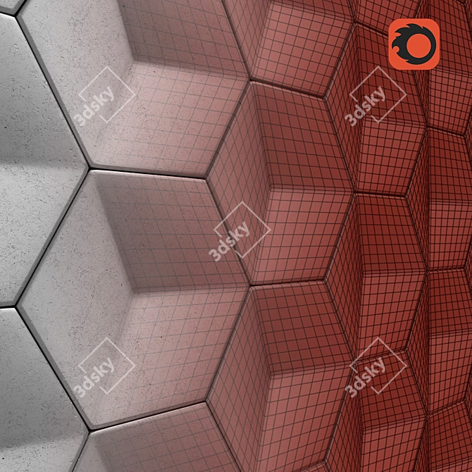 Hexahedral 3D Panel: Stunning Design 3D model image 5