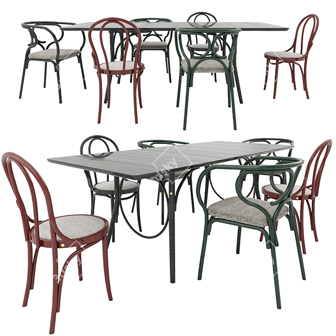 Elegant Thonet Vienna Seating Set 3D model image 1