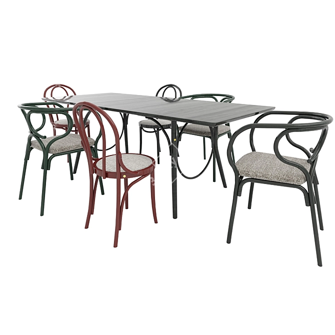 Elegant Thonet Vienna Seating Set 3D model image 2