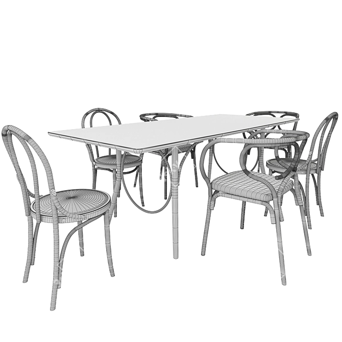 Elegant Thonet Vienna Seating Set 3D model image 3