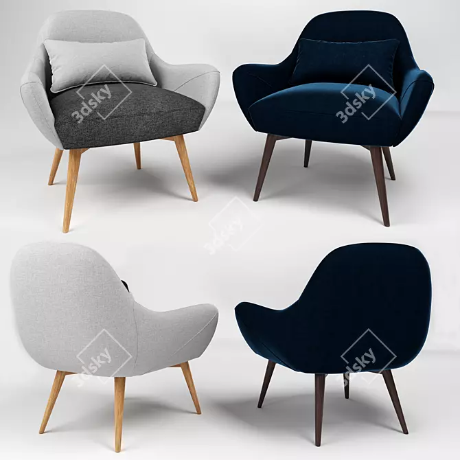 Luxe Lule Accent Armchair: Stylish and Comfortable 3D model image 2