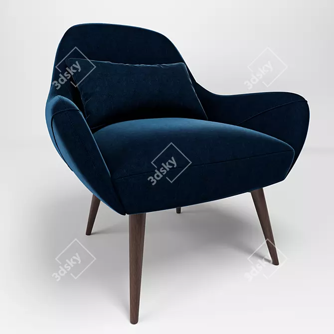 Luxe Lule Accent Armchair: Stylish and Comfortable 3D model image 3