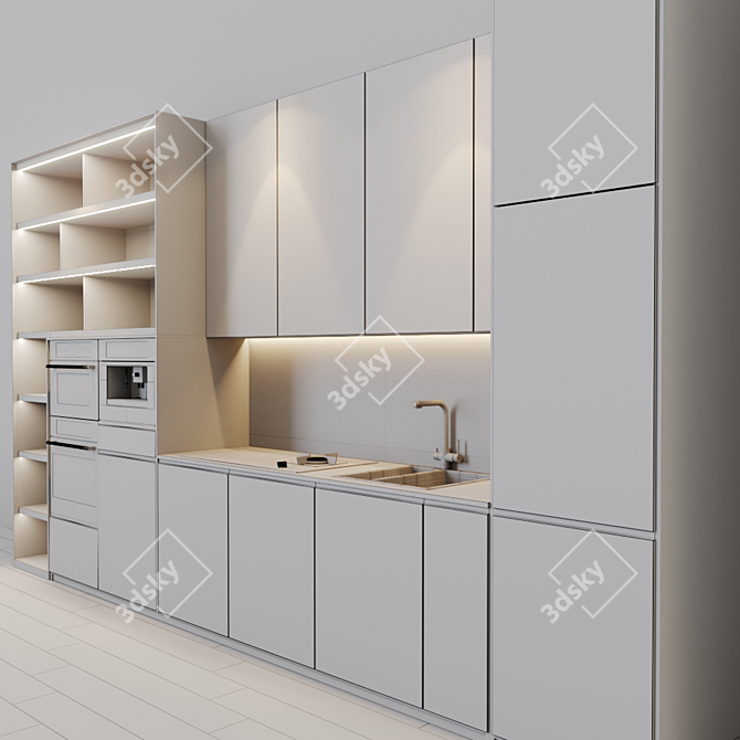 Modern Kitchen Set with Appliances 3D model image 4