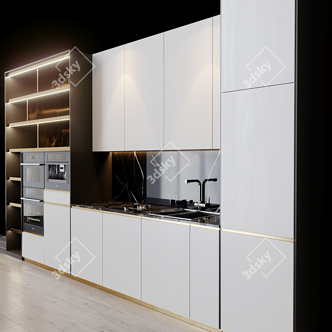 Modern Kitchen Set with Appliances 3D model image 5