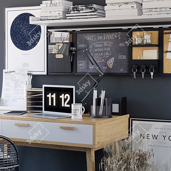 Scandi Style Office Set 3D model image 2