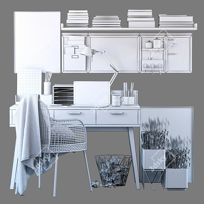 Scandi Style Office Set 3D model image 5