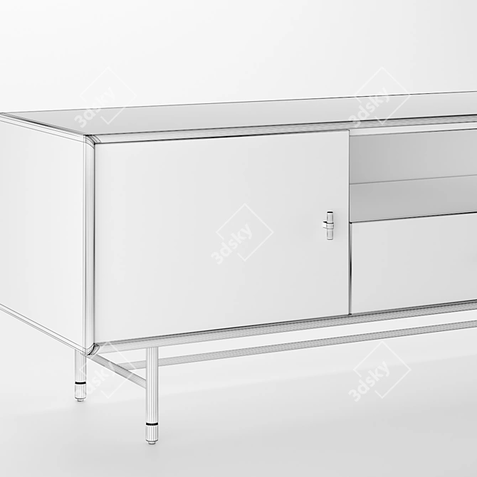 Modern Wood & Lacquer Media Console 3D model image 6