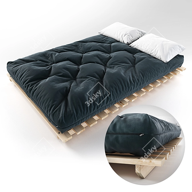 Authentic Japanese Futon: Classic Comfort 3D model image 1