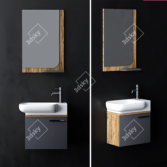 Modern Bathroom Cabinet Set 3D model image 1