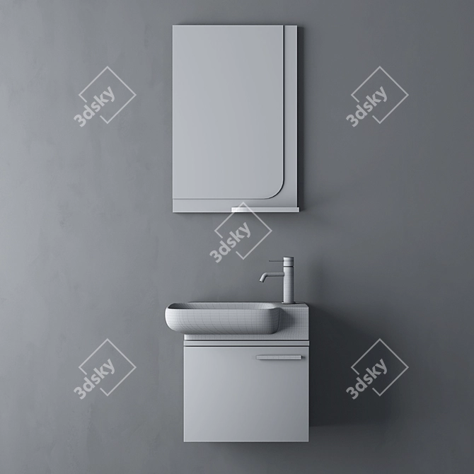 Modern Bathroom Cabinet Set 3D model image 4